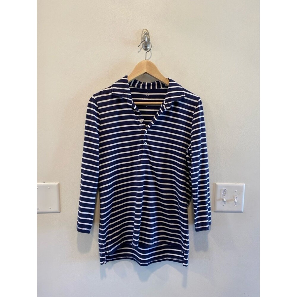 Renwick RNWK womens Peruvian Pima Cotton 3/4 sleeve cotton polo small stripe